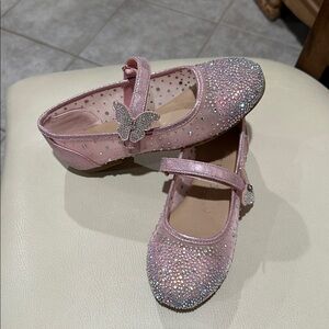 Copper Key Pink Glitter Shoes with Butterfly Detail
